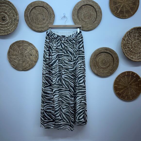 Express X Rachel Zoe Black White Zebra Print Maxi Skirt Large Lined - Picture 1 of 7